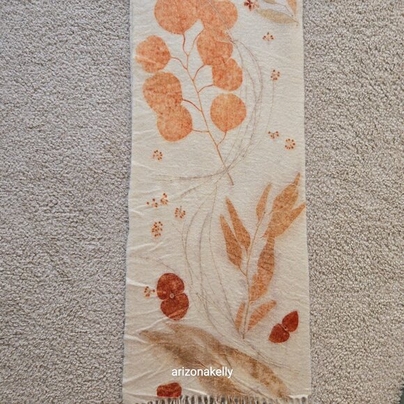 NWOT Handmade Wool Scarf Botanical Natural Dye Plants Eco Print Mayumix Designs - Picture 3 of 15